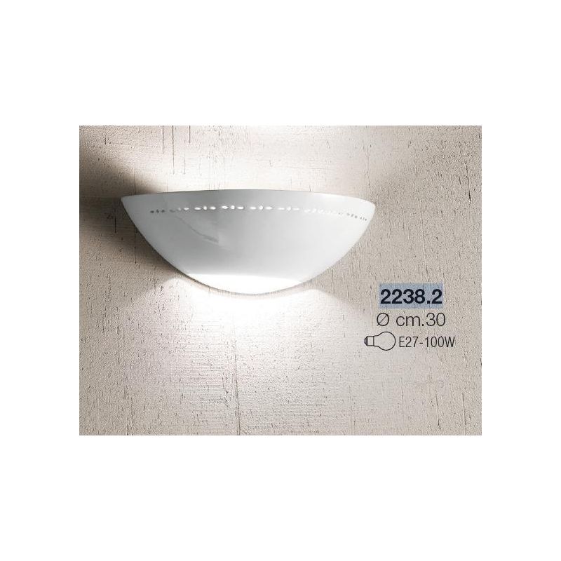 2238.2 APPLIQUE A VASCHETTA DIAMETRO CM 30 IN TERRACOTTA BIANCA LUCIDA CLASSICA MADE IN ITALY CRISTALENSI CERAMICA - Cristalensi