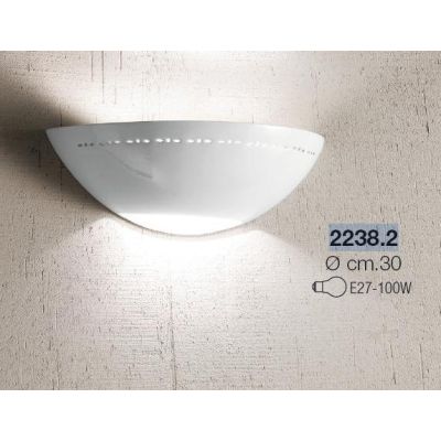 2238.2 APPLIQUE A VASCHETTA DIAMETRO CM 30 IN TERRACOTTA BIANCA LUCIDA CLASSICA MADE IN ITALY CRISTALENSI CERAMICA - Cristalensi