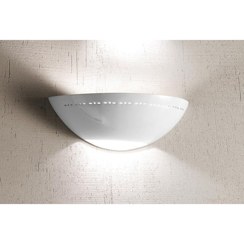 2238.2 APPLIQUE A VASCHETTA DIAMETRO CM 30 IN TERRACOTTA BIANCA LUCIDA CLASSICA MADE IN ITALY CRISTALENSI CERAMICA - Cristalensi