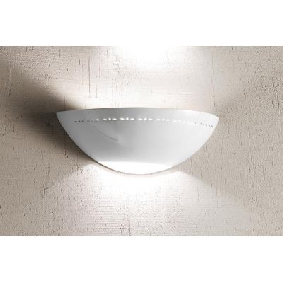 2238.2 APPLIQUE A VASCHETTA DIAMETRO CM 30 IN TERRACOTTA BIANCA LUCIDA CLASSICA MADE IN ITALY CRISTALENSI CERAMICA - Cristalensi