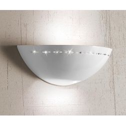 2240.2 APPLIQUE A VASCHETTA DIAMETRO CM 30 IN TERRACOTTA BIANCA LUCIDA CON CRISTALLI MADE IN ITALY CRISTALENSI CERAMICA - Crista