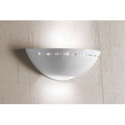 2240.2 APPLIQUE A VASCHETTA DIAMETRO CM 30 IN TERRACOTTA BIANCA LUCIDA CON CRISTALLI MADE IN ITALY CRISTALENSI CERAMICA - Crista 2