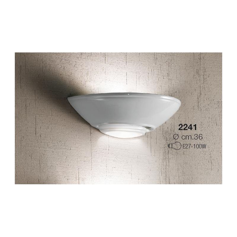 2241 APPLIQUE CLASSICA A VASCHETTA DIAMETRO CM 36 IN TERRACOTTA BIANCA LUCIDA MADE IN ITALY CRISTALENSI CERAMICA - Cristalensi S