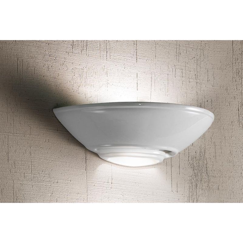 2241 APPLIQUE CLASSICA A VASCHETTA DIAMETRO CM 36 IN TERRACOTTA BIANCA LUCIDA MADE IN ITALY CRISTALENSI CERAMICA - Cristalensi S