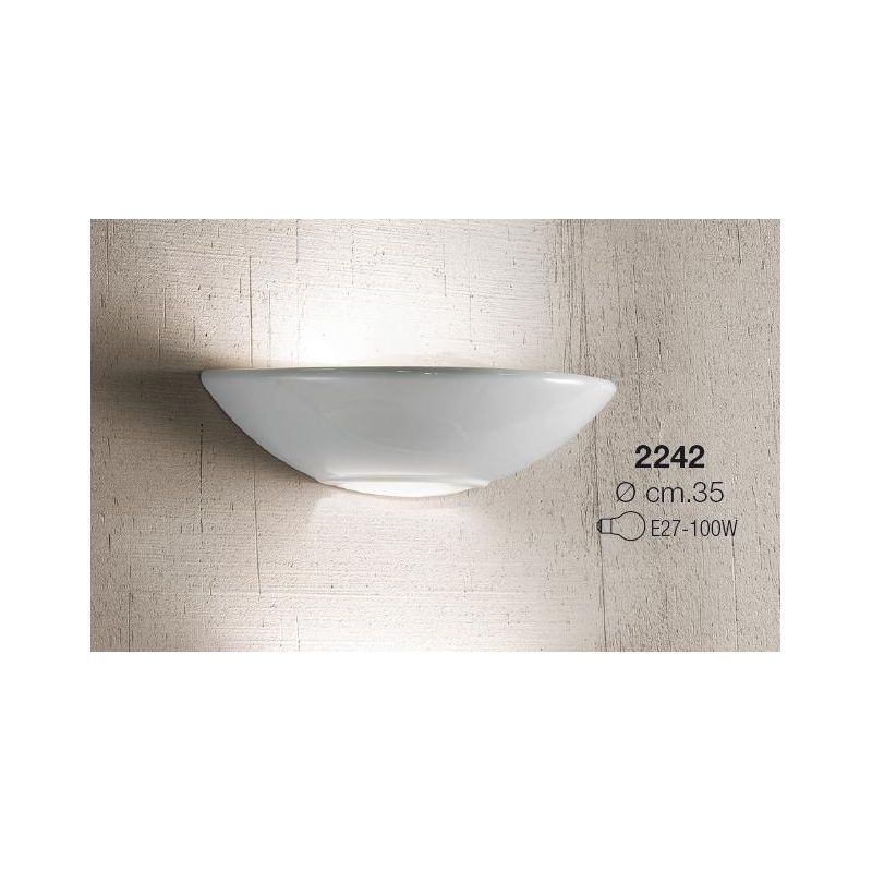 2242 APPLIQUE CLASSICA A VASCHETTA DIAMETRO CM 35 IN TERRACOTTA BIANCA LUCIDA MADE IN ITALY CRISTALENSI CERAMICA - Cristalensi S