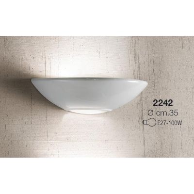 2242 APPLIQUE CLASSICA A VASCHETTA DIAMETRO CM 35 IN TERRACOTTA BIANCA LUCIDA MADE IN ITALY CRISTALENSI CERAMICA - Cristalensi S