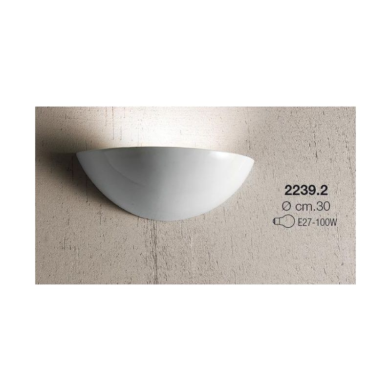2239.2 APPLIQUE CLASSICA LISCIA A VASCHETTA DIAMETRO CM 30 IN TERRACOTTA BIANCA LUCIDA MADE IN ITALY CRISTALENSI CERAMICA - Cris