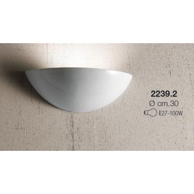 2239.2 APPLIQUE CLASSICA LISCIA A VASCHETTA DIAMETRO CM 30 IN TERRACOTTA BIANCA LUCIDA MADE IN ITALY CRISTALENSI CERAMICA - Cris