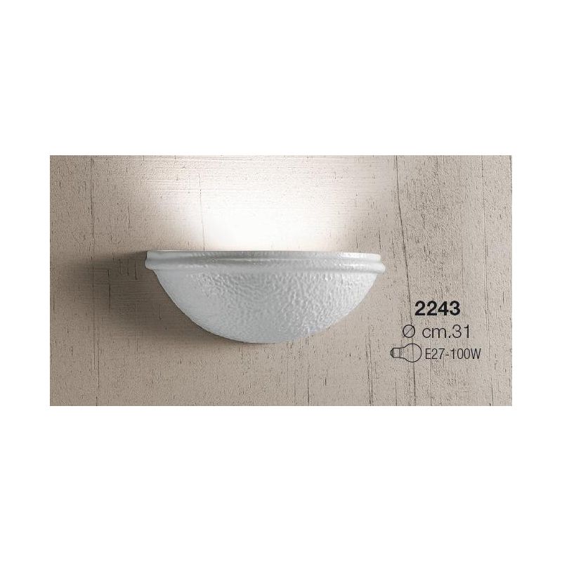 2243 APPLIQUE RUSTICA A VASCHETTA DIAMETRO CM 31 IN TERRACOTTA BIANCA RUVIDA MADE IN ITALY CRISTALENSI CERAMICA - Cristalensi Sh