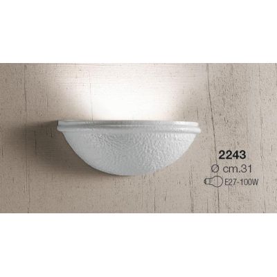 2243 APPLIQUE RUSTICA A VASCHETTA DIAMETRO CM 31 IN TERRACOTTA BIANCA RUVIDA MADE IN ITALY CRISTALENSI CERAMICA - Cristalensi Sh