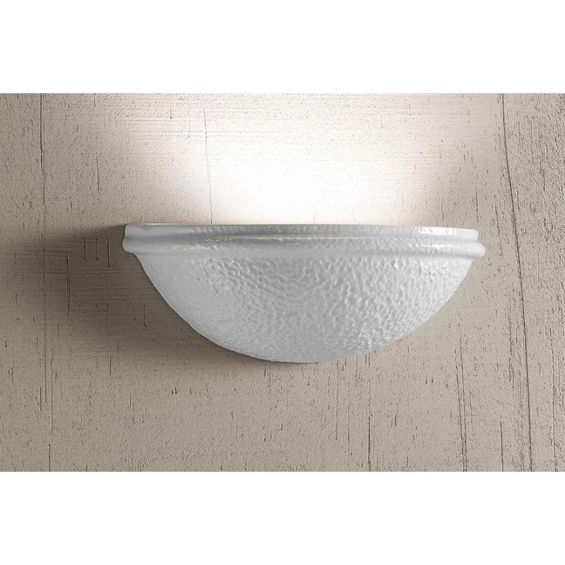 2243 APPLIQUE RUSTICA A VASCHETTA DIAMETRO CM 31 IN TERRACOTTA BIANCA RUVIDA MADE IN ITALY CRISTALENSI CERAMICA - Cristalensi Sh