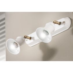 2245.2 PLAFONIERA APPLIQUE 2 LUCI IN TERRACOTTA BIANCA LUCIDA E OTTONE INVECCHIATO MADE IN ITALY CRISTALENSI CERAMICA - Cristale