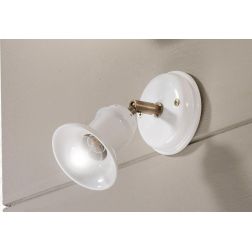 2245.1 APPLIQUE CLASSICA IN TERRACOTTA BIANCA LUCIDA E OTTONE INVECCHIATO MADE IN ITALY CRISTALENSI CERAMICA - Cristalensi Shop