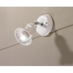 2246.1 APPLIQUE CLASSICA IN TERRACOTTA BIANCA LUCIDA CON CRISTALLO E DETTAGLI CROMO MADE IN ITALY CRISTALENSI CERAMICA - Cristal 2