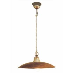 EMMA SOSPENSIONE IN OTTONE NATURALE E CERAMICA DECORATA CON PIATTO D36 CRISTALENSI OTTONE - Cristalensi Shop Online