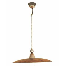 EMMA SOSPENSIONE IN OTTONE NATURALE E CERAMICA DECORATA CON PIATTO D43 CRISTALENSI OTTONE - Cristalensi Shop Online