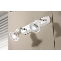 2246.2 APPLIQUE PLAFONIERA 2 LUCI CLASSICA IN TERRACOTTA BIANCA LUCIDA CON CRISTALLI E DETTAGLI CROMO MADE IN ITALY CRISTALENSI 2