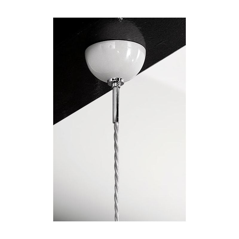 2249.1 SOSPENSIONE SINGOLA D36.5 CM IN TERRACOTTA TRAFORATA BIANCA CON CRISTALLI E DETTAGLI CROMO MADE IN ITALY CRISTALENSI CERA