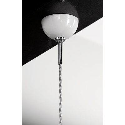 2249.3 SOSPENSIONE SINGOLA D20.5 CM IN TERRACOTTA TRAFORATA BIANCA CON CRISTALLI E DETTAGLI CROMO MADE IN ITALY CRISTALENSI CERA