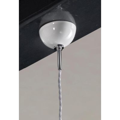 2250.2 SOSPENSIONE SINGOLA D19 CM IN TERRACOTTA TRAFORATA BIANCA CON CRISTALLI E DETTAGLI CROMO MADE IN ITALY CRISTALENSI CERAMI