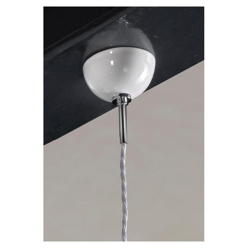 2250.1 SOSPENSIONE SINGOLA D30 CM IN TERRACOTTA TRAFORATA BIANCA CON CRISTALLI E DETTAGLI CROMO MADE IN ITALY CRISTALENSI CERAMI