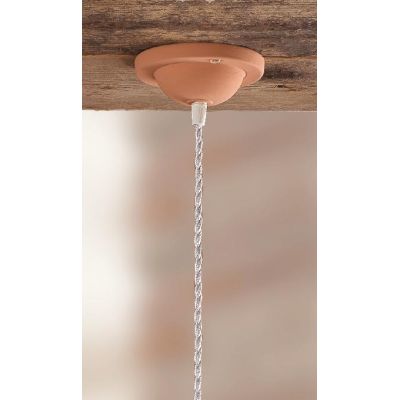 2012.3 SOSPENSIONE SINGOLA D28 CM IN TERRACOTTA CON PIATTO PLISSE DECORATO DI BIANCO MADE IN ITALY CRISTALENSI CERAMICA - Crista