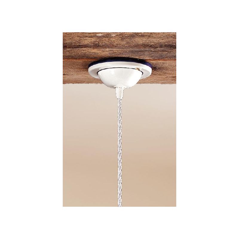 2013.3 SOSPENSIONE SINGOLA D28 CM IN TERRACOTTA BIANCA LUCIDA CON BORDO PIATTO DECORATO 6 COLORI MADE IN ITALY CRISTALENSI CERAM