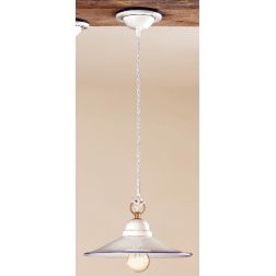 2013.3 SOSPENSIONE SINGOLA D28 CM IN TERRACOTTA BIANCA LUCIDA CON BORDO PIATTO DECORATO 6 COLORI MADE IN ITALY CRISTALENSI CERAM 2