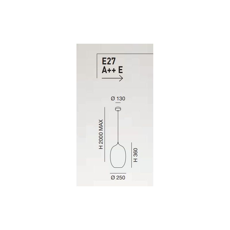 3519-45 INFINITY SOSPENSIONE OVALE DIAMETRO CM 25 MODERNA AD UNA LUCE IN VETRO SOFFIATO FUME Fabas Luce - Cristalensi Shop Onlin