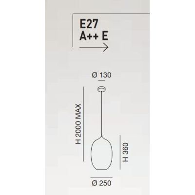 3519-45 INFINITY SOSPENSIONE OVALE DIAMETRO CM 25 MODERNA AD UNA LUCE IN VETRO SOFFIATO FUME Fabas Luce - Cristalensi Shop Onlin