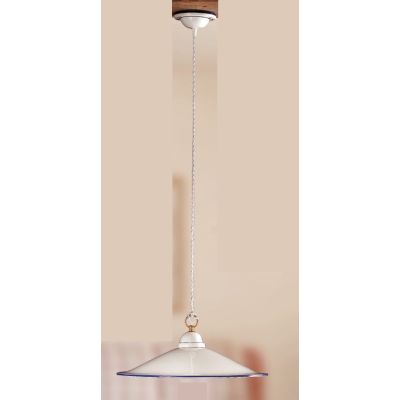 2013.2 SOSPENSIONE SINGOLA D43 CM IN TERRACOTTA BIANCA LUCIDA CON BORDO PIATTO DECORATO 6 COLORI MADE IN ITALY CRISTALENSI CERAM