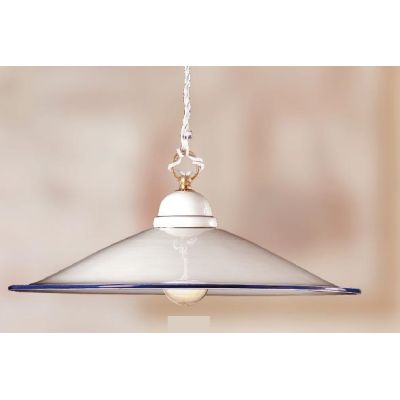 2013.2 SOSPENSIONE SINGOLA D43 CM IN TERRACOTTA BIANCA LUCIDA CON BORDO PIATTO DECORATO 6 COLORI MADE IN ITALY CRISTALENSI CERAM