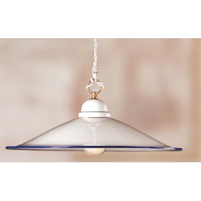 2013.1 SOSPENSIONE SALISCENDI D43 CM IN TERRACOTTA BIANCA LUCIDA CON BORDO PIATTO DECORATO 6 COLORI MADE IN ITALY CRISTALENSI CE