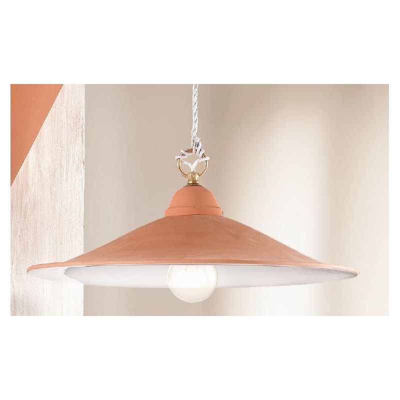 2014.1 SOSPENSIONE SALISCENDI D43 CM IN TERRACOTTA CON PIATTO INTERNO BIANCO MADE IN ITALY CRISTALENSI CERAMICA - Cristalensi Sh