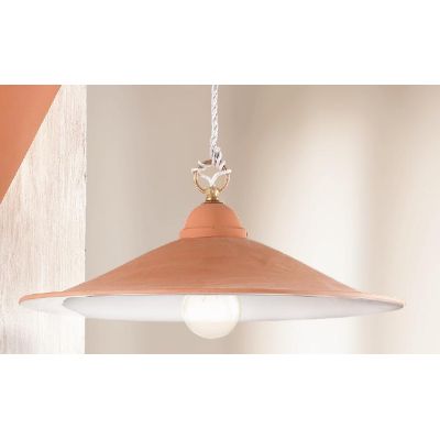 2014.1 SOSPENSIONE SALISCENDI D43 CM IN TERRACOTTA CON PIATTO INTERNO BIANCO MADE IN ITALY CRISTALENSI CERAMICA - Cristalensi Sh