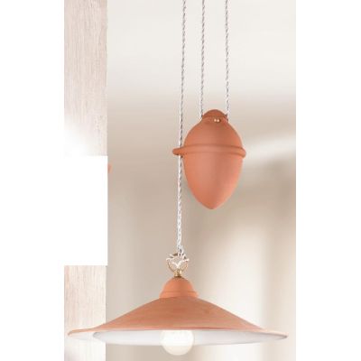 2014.1 SOSPENSIONE SALISCENDI D43 CM IN TERRACOTTA CON PIATTO INTERNO BIANCO MADE IN ITALY CRISTALENSI CERAMICA - Cristalensi Sh