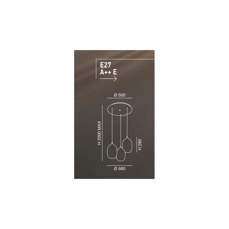3519-47 INFINITY LAMPADARIO A SOSPENSIONE MODERNO IN VETRO FUME CON 3 PUNTI LUCE DELLA FABAS LUCE Fabas Luce - Cristalensi Shop