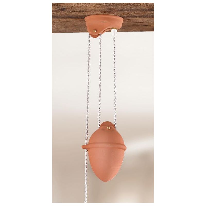 2014.1 SOSPENSIONE SALISCENDI D43 CM IN TERRACOTTA CON PIATTO INTERNO BIANCO MADE IN ITALY CRISTALENSI CERAMICA - Cristalensi Sh