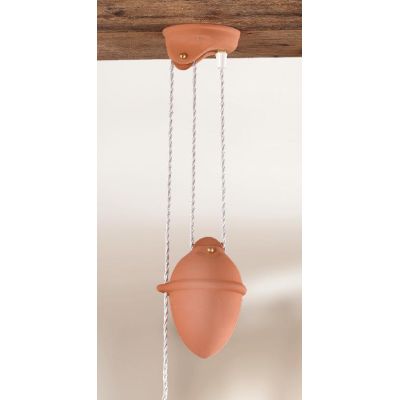 2014.1 SOSPENSIONE SALISCENDI D43 CM IN TERRACOTTA CON PIATTO INTERNO BIANCO MADE IN ITALY CRISTALENSI CERAMICA - Cristalensi Sh
