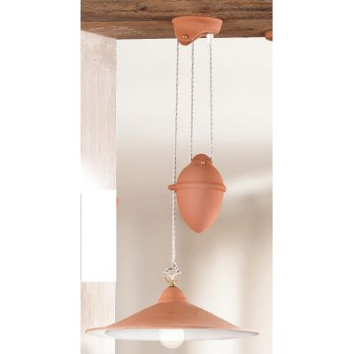 2014.1 SOSPENSIONE SALISCENDI D43 CM IN TERRACOTTA CON PIATTO INTERNO BIANCO MADE IN ITALY CRISTALENSI CERAMICA - Cristalensi Sh