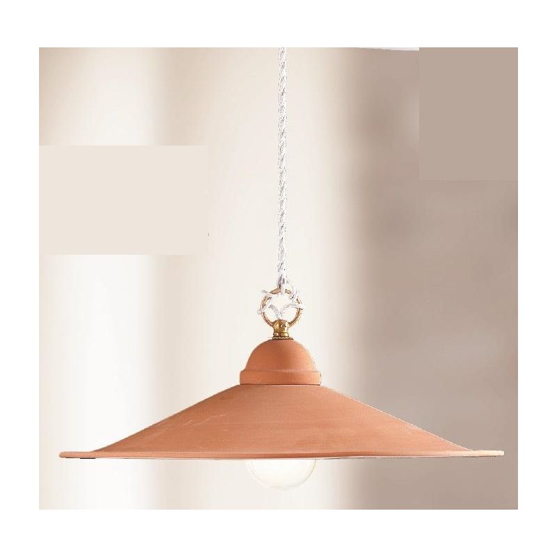 2014.2 SOSPENSIONE SINGOLA D43 CM IN TERRACOTTA CON PIATTO INTERNO BIANCO MADE IN ITALY CRISTALENSI CERAMICA - Cristalensi Shop