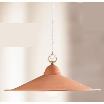 2014.2 SOSPENSIONE SINGOLA D43 CM IN TERRACOTTA CON PIATTO INTERNO BIANCO MADE IN ITALY CRISTALENSI CERAMICA - Cristalensi Shop