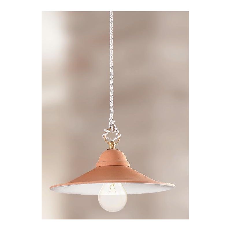 2014.3 SOSPENSIONE SINGOLA D28 CM IN TERRACOTTA CON PIATTO INTERNO BIANCO MADE IN ITALY CRISTALENSI CERAMICA - Cristalensi Shop