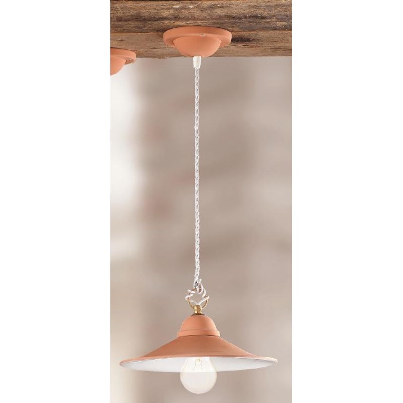 2014.3 SOSPENSIONE SINGOLA D28 CM IN TERRACOTTA CON PIATTO INTERNO BIANCO MADE IN ITALY CRISTALENSI CERAMICA - Cristalensi Shop