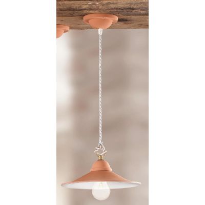 2014.3 SOSPENSIONE SINGOLA D28 CM IN TERRACOTTA CON PIATTO INTERNO BIANCO MADE IN ITALY CRISTALENSI CERAMICA - Cristalensi Shop