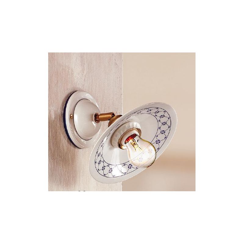 2015.4 APPLIQUE SPOT IN TERRACOTTA BIANCA LUCIDA DECORATA CON SNODO DIAMETRO CM 21 MADE IN ITALY CRISTALENSI CERAMICA - Cristale