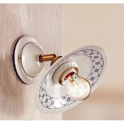 2015.4 APPLIQUE SPOT IN TERRACOTTA BIANCA LUCIDA DECORATA CON SNODO DIAMETRO CM 21 MADE IN ITALY CRISTALENSI CERAMICA - Cristale