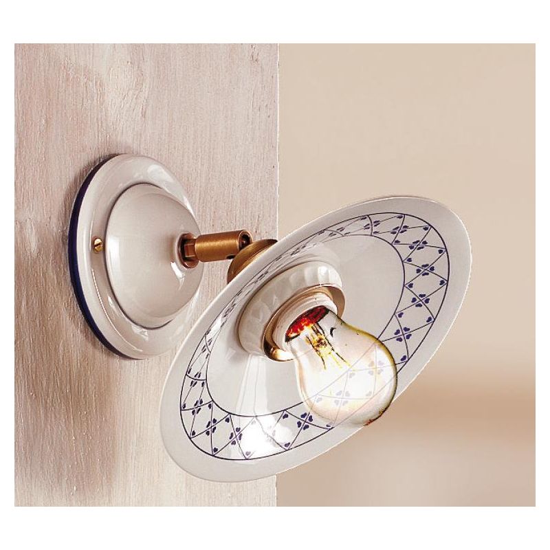 2015.4 APPLIQUE SPOT IN TERRACOTTA BIANCA LUCIDA DECORATA CON SNODO DIAMETRO CM 21 MADE IN ITALY CRISTALENSI CERAMICA - Cristale