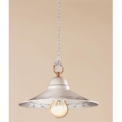 2015.3 SOSPENSIONE SINGOLA D28 CM IN TERRACOTTA BIANCA LUCIDA DECORATA 5 COLORI MADE IN ITALY CRISTALENSI CERAMICA - Cristalensi