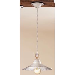 2015.3 SOSPENSIONE SINGOLA D28 CM IN TERRACOTTA BIANCA LUCIDA DECORATA 5 COLORI MADE IN ITALY CRISTALENSI CERAMICA - Cristalensi 2